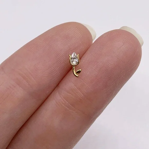 Flat Back Tulip Stud Earrings - Picture 4 of 5